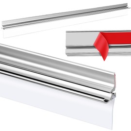 PRERUICHI 32" Chrome Framed Shower Door Replacement Drip Rail with Shower Door Bottom Sweep and 2 Applied Mounting Tape (32inch)