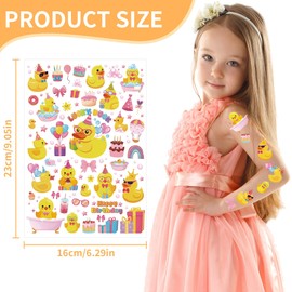 Funny Ducky Temporary Tattoos - 200+ Ducky Theme Birthday Party Decorations Supplies, Fun Animal Party Favors Fake Tattoo for Kids Boys Girls, School Prize (8 sheets)