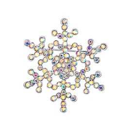 Ever Faith Women's Austrian Crystal Party Elegant Snowflake Brooch Pin Iridescent Clear AB Silver-Tone