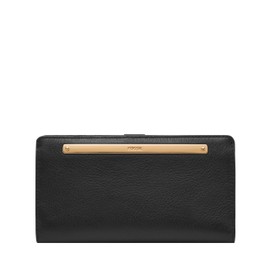 Fossil Women's Liza Slim Bifold, Black w/Gold, One Size