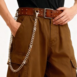 Pants Pocket Chain for Women Men: Trouser Jean Purse Wallet Chain Belt Silver Streetwear Punk Goth Emo Y2K Rockstar Accessory - Silver Barbed