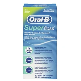 Oral-B Super Floss Mint Dental Floss for Braces Bridges - 50 Strips ( Packs 3 )