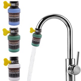 3 Pack Faucet Mount Filters, Purifier Kitchen Tap Filtration with Activated Carbon Removes Chlorine Fluoride Heavy Metals Hard Water, Faucet Water Filter for Home Kitchen Bathroom (Random Color)