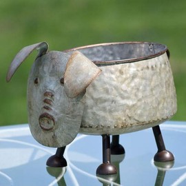 Zaer Ltd. Galvanized Metal Farm Animal Flower Planter Containers (Pig)
