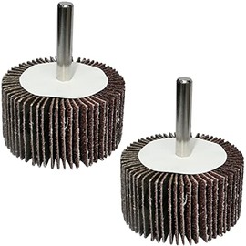 AERZETIX - C49591 - Set of 2 - Flap Sandpaper Grit 60 - Wheel Diameter 50 mm Diameter Shank 6 mm - Flap Sander on Shaft for Drill - Sandpaper Disc for Sanding