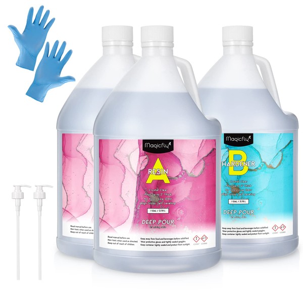 Magicfly Deep Pour Epoxy Resin 3 Gallon Kit with Pump
