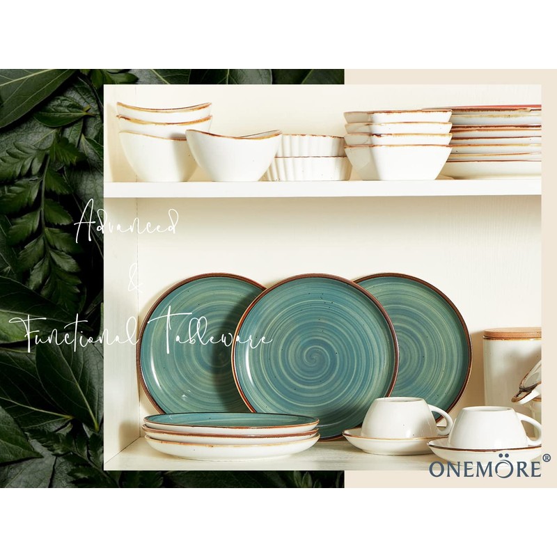 ONEMORE Ceramic Dinner Plates Set of 6, 8.5 inch Small