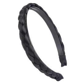 Oplira Braided Headband With Teeth Braids Hairband With Tooth Synthetic Hair Band Plaited Hairband For Women (Black)