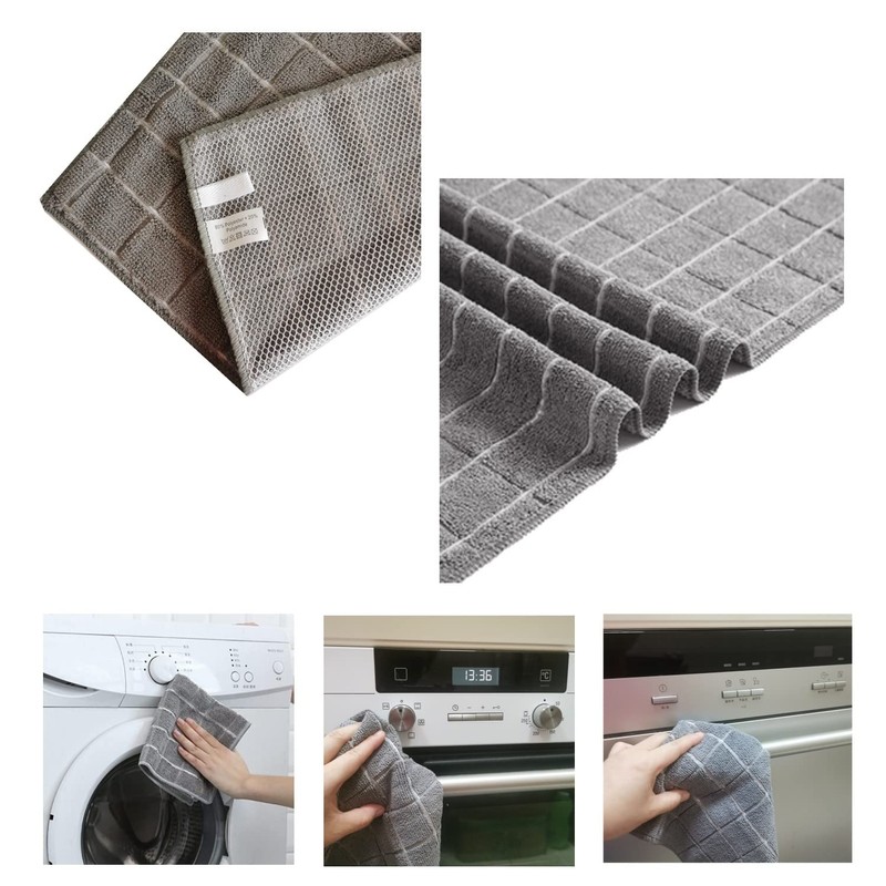 Yamfurga 6 Packs Classic Style Microfiber Kitchen Dish Cloth and