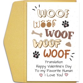 Qiliji Funny Valentine's Day Card from Dog, Cute Dog Valentines Day Card for Men Women, Humorous Valentines Day Card for Dog Lover, To My Favorite Human