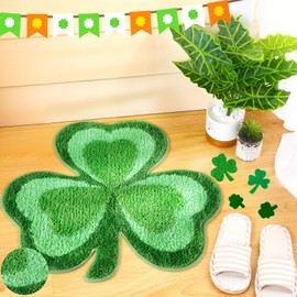 StPatricks Day Shamrock Bathroom Rugs Lucky Shamrocks Clover Decorative Doormat Washable Kitchen Rugs Comfort Nonslip Doormats Rug or Shower Bedroom Kitchen Shaped Decor(Mixed Style,23.6 x 25.2 Inch)