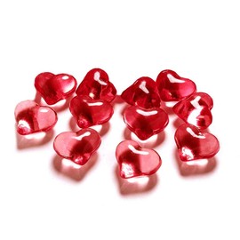 Party Deco AH2-21-007-Karton – 30 PVC Crystal Heart Shapes, Red