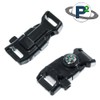 Black 5/8 Inch Compass Buckle with Flint Scraper, Fire Starter,