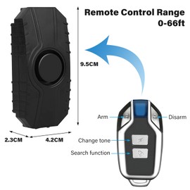 Bicycle Alarm, Wireless Motorcycle Alarm, Bicycle Alarm with Remote Control, Safety Vibration Motion Sensor Alarm System, Bicycle, 113 dB Waterproof Bicycle Alarm Systems for Bicycle, Motorcycle,