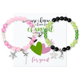 CYjorkbgg Witch Lovers Witch Bracelet - For Witch Lovers Movie Inspired Gift Wizard Jewelry Gift Green Pink Witch Musical Bracelet Wicked Movie Bracelet Gifts for Fans Women Teen Girls Friend Birthday