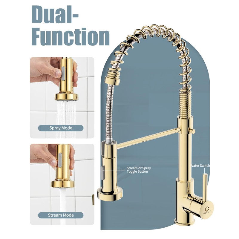 Casavilla Kitchen Faucet, Commercial Kitchen Sink Faucets with Pull Down