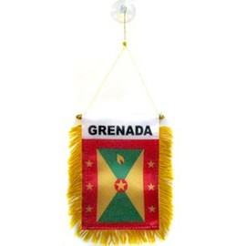 AZ FLAG Grenada Mini Banner 6'' x 4'' - Grenadian Pennant 15 x 10 cm - Mini Banners 4x6 inch Suction Cup Hanger
