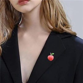 Fruit Brooch Pink Metal Peach Enamel Pin Peach Collar Pin Teens Women Shirt Lapel Bag Tie Decor Accessories Office Daily Wear Gold Tone Fashion Jewelry, Metal