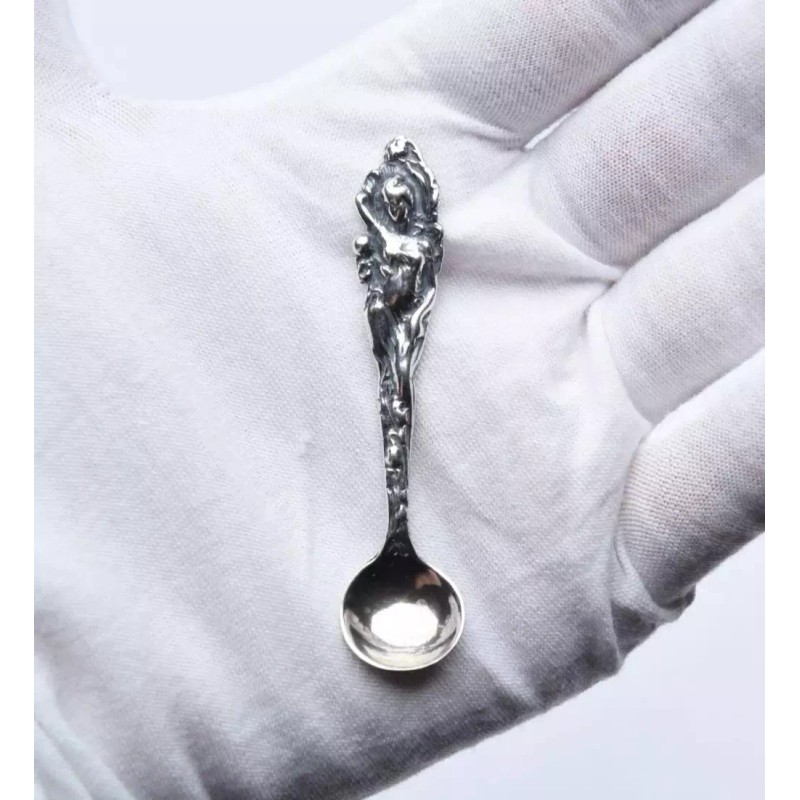SILVERLIZA SOLID 925 Sterling silver Love Disarmed Mini salt Spoon/
