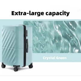 NINETYGO Trunk Luggage 22 Inch, Small Checked Luggage with Double Spinner Wheels, Anti-Burst Zipper, Hard Case PC Suitcase, Lightweight Travel Luggage, TSA Approved (Crystal Green, Hudson)