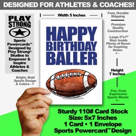 1-Pack Football Baller Happy Birthday Baller Card (5x7in) Sports Birthday Greeting Cards Awesome for Football Players, Coaches, Fans, Cards and Gifts!
