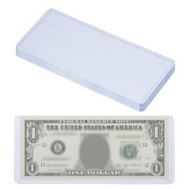 PATIKIL Dollar Bill Holders Transparent Money Sleeves Clear Currency PVC Protectors, 6 Pcs Top-Insert Hard Plastic Cash Holder Waterproof for Banknotes Stamp Collecting, 6.8 x 3" Blue
