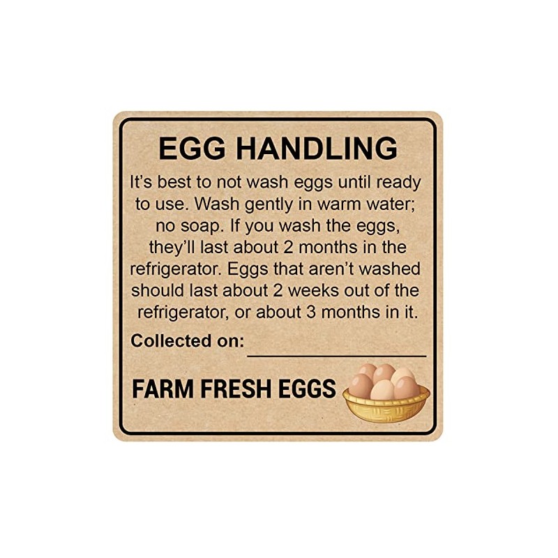 M MeshaKippa Farm Fresh Egg Handling Instruction Sticker, 2 inch,