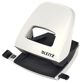 Leitz Hole Punch, 30 Sheets, Guide Bar with Format Markings, Metal, NeXXt Range, 50082001 - Pearl White