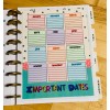 Handmade Important Dates 2 Sided Dashboard Insert for use with
