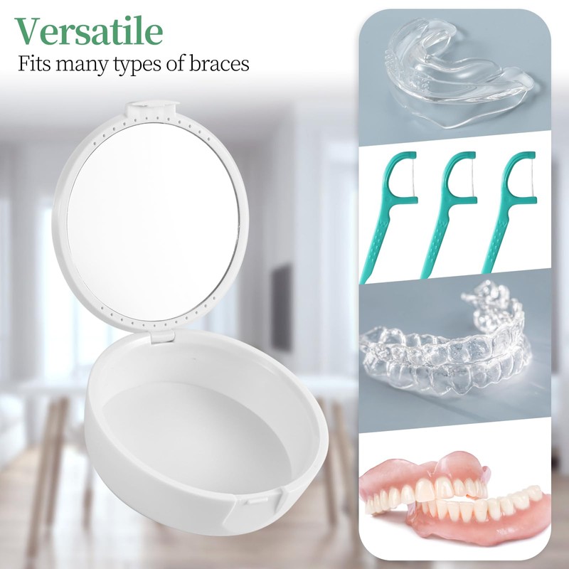 TIHYWR Retainer Case, Denture & Orthodontic Aligner Case With Mirror