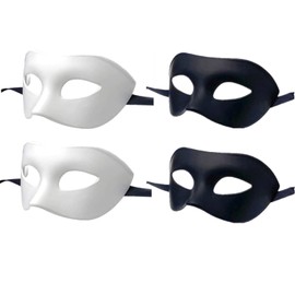 Men Women Masquerade Mask, Venetian Rome Half Face Eyes Masks Mardi Gras Themed Party Costume Cosplay Sets(2 White+2 Black)