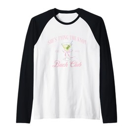 She's tying the knot Bridal Shower Coquette Bow Bachelorette Raglan Baseball Tee