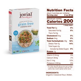 Jovial Grain-Free Cassava Orzo - Gluten Free Orzo Pasta, Cassava Pasta, Paleo Pasta, Grain-Free, 100% Organic Pasta, USDA Certified Organic, Non-GMO, High-Fiber - 8 Oz, 1 Pack