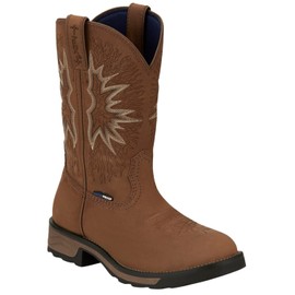 Tony Lama Men's Boom Saddle Cowhide Pull-On Soft Western Work Boot Round Toe Tan 14 EE