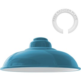 LEDSone Industrial Ceiling Pendant Light Shades, Retro Vintage Style Curvy Shaped Pendant Lamp Shade for Pendant Ceiling Lights (Cyan Blue -1 Pack)