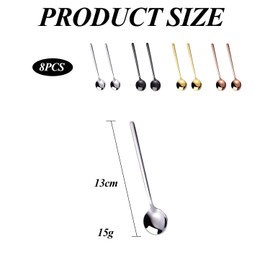 8-Piece Small Round Coffee Spoon, Mini Espresso Spoon, Mini Spoon, Black Coffee Spoon, Small Stainless Steel Spoon Set