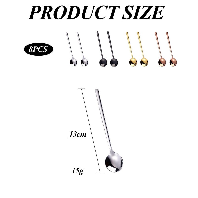 8-Piece Small Round Coffee Spoon, Mini Espresso Spoon, Mini Spoon,