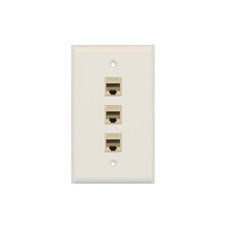 RiteAV 1 Gang Cat6 Wall Plate - Light Almond 3