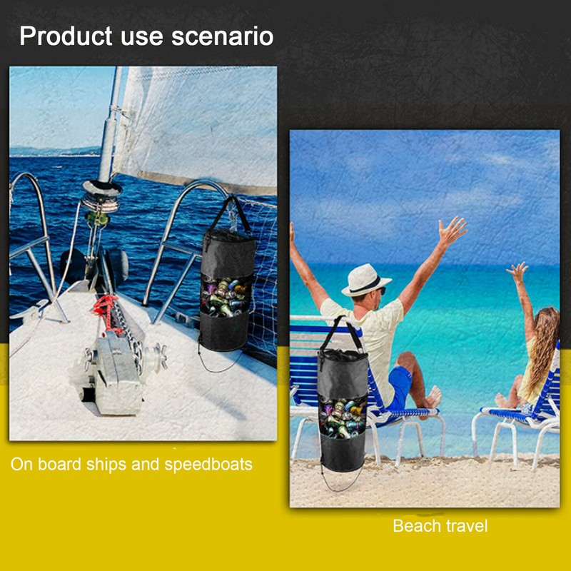 Boat Trash Bag Ventilated Mesh Wear Proof Large Capacity Foldable