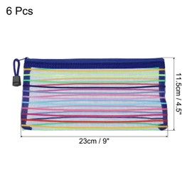 MECCANIXITY Mesh Zipper Pouches, B6 Colorful Pencil Case Document File Bags Storage Organizer for Office Supply Travel Accessory, Blue Pack of 6
