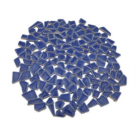 200g Ceramic Mosaic Tiles for Crafts,Irregular Stained Ceramic 0.2"x0.8" Porcelain Mosaic Tiles for Home Decoration (Navy Blue)