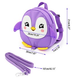 IGNPION Toddle Children Backpack with Reins Rucksack Harness Walkers Tether Belt Penguin (Purple)