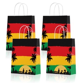 24PCS Reggae Birthday Party Favor Bags Party Gift Reggae Music Goody Party Treat Candy Bags for Jamaican Rastafari Palm Tree Grafitti Happy Birthday Party Decor