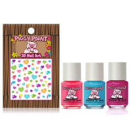 Piggy Paint | 100% Non-Toxic Girls Nail Polish | Safe, Cruelty-free, Vegan, & Low Odor for Kids | Unicorn Fairy (3 Polish + Nail Art Gift Set)