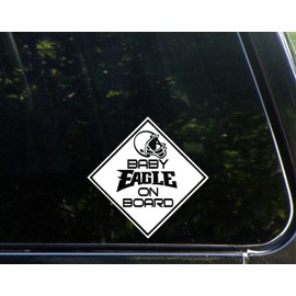 Baby Eagle On Board - 5 3/4"x 5 3/4" - Vinyl Die Cut Decal / Bumper Sticker For Windows, Trucks, Cars, Laptops, Macbooks, Etc.