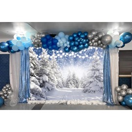 8x6ft Winter Forest Backdrop for Photography Winter White Snowfield Pine Tree Snow Background Xmas Holiday Party Decorations Photo Shoot Props