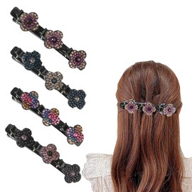 OHREN 4 Stück funkelnde Kristallstein- und Strass-Haarspangen, leichte geflochtene Haarspangen, elegante Haarspangen für Frauen und Mädchen (mehrere Farben)