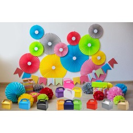 The Dreidel Company Gable Treat Boxes, Party Favors, 6.25" x 3.5" x 3.5" Inch Box, Pack of 25 (Assorted)