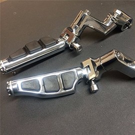 XKMT-Front 1.5" 1 1/2" Highway Radical Stiletto 4475 Foot Pegs Clamps Compatible With GoldWing GL Chrome Body Black Rubber aftermarket parts [B013HW154M]