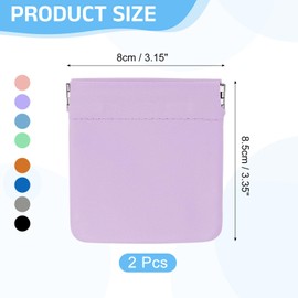sourcing map 2Pcs Coin Purse for Women, Leather Small Organizer Pouch, Portable Mini Storage Makeup Bag for Purse, Purple (3"x3")